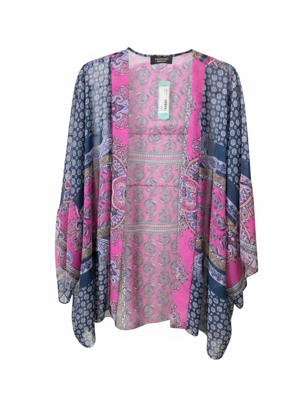 Renee C. Paisley Print Sheer Kimono Cardigan 2X NWT